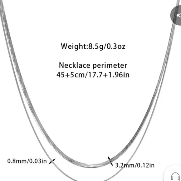 Titanium Steel silver double-layered necklace, NIP - Picture 2 of 2